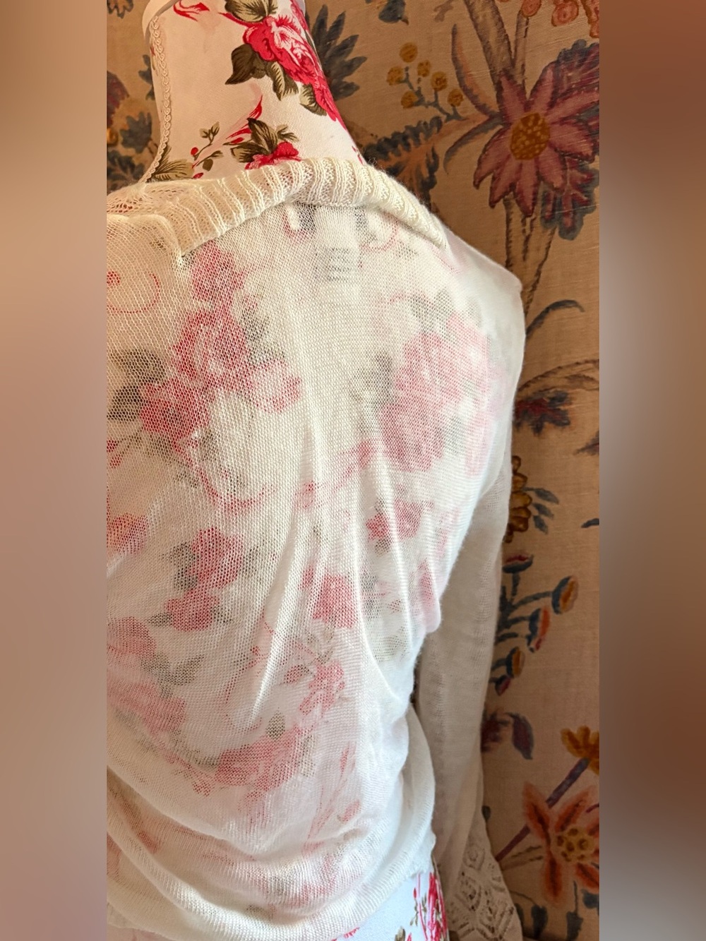 Citron Sheer White Knit Button-Front Blouse - Picture 3 of 5